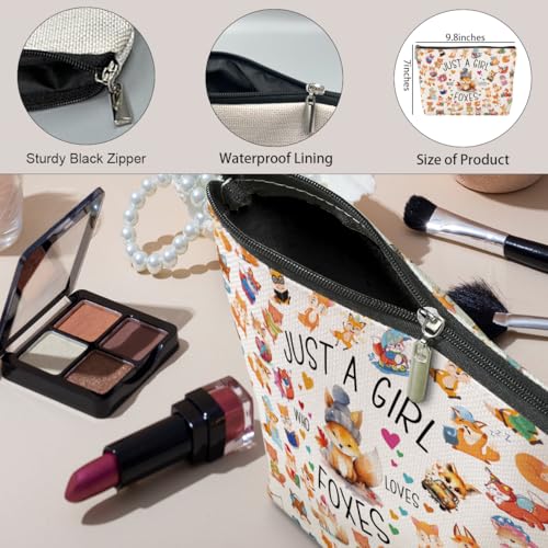 A Girl Loves Foxes Fox Gifts Fox Stuff Foxes Decor Cosmetic Bag Nurse Appreciation Graduation Christmas Birthday Gift Makeup Bag Funny Friendship Gifts for Women Best Friend Mom Teen Girls Sister (Girl Foxes 1133)
