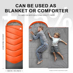 Sleeping Bags for Adults Kids 4 Season Camping Sleeping Bag Gear (Orange)