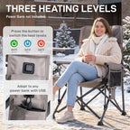 Heated Lumbar Support Oversized Folding Camping Chair for Adults (Heated Khaki Grey)