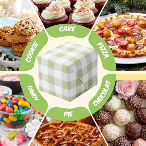 100 Pcs Green Checkered Wax Paper Sheets for Food Wrapping (Green, White / Green Checkered)