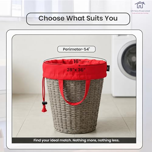 LFH Home Cotton Rich Large Premium Canvas Laundry Bag (28"x36" (Pack of 4) / Red)