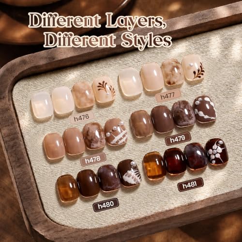 Beetles Brown Nude Fall Jelly Gel Nail Polish Set (A - Brown Nude Pink | Vanilla Latte)