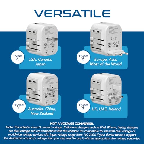 Universal Travel Adapter (White/Silver)