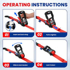 MOCA Heavy Duty Ratchet Straps Tie Down 4 Pack 1.6" x 8 ft (Red / 8ft)