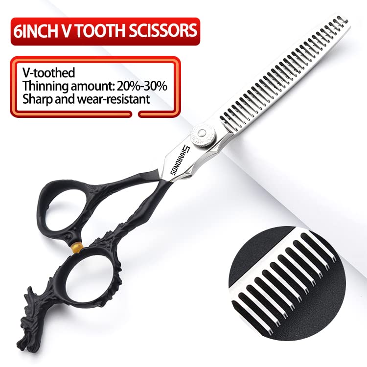 6/7-inch professional hairdresser set, stainless steel scissors hairdresser's exclusive hairdresser. (6 inch-4pc-B) (6 Inch-4pc-b)