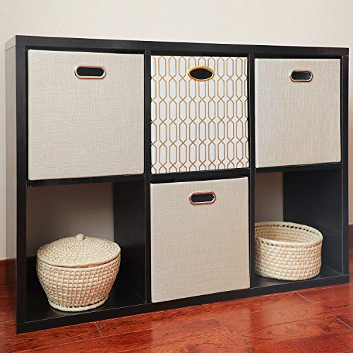 Storage Cube Basket Bins (13×13×13/4pcs / Beige)