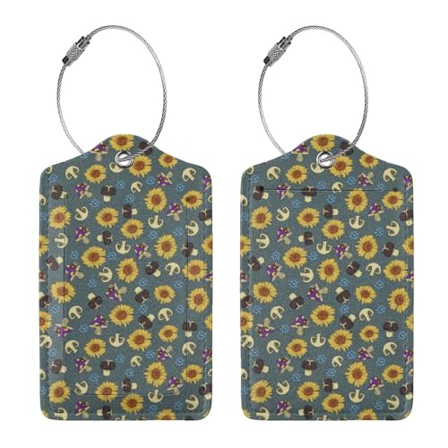 Sewant Mushrooms Leather Luggage Tag with Stainless Steel Ring (1 PCS / Sewant Mushrooms)