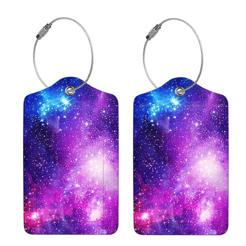 2 Pcs Luggage Tags for Suitcase (Purple Star River)