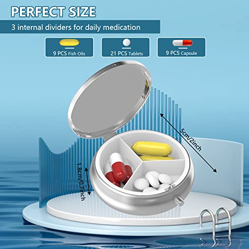 Pill Box 3 Compartment Small Pill Case Pill Organizer for Pocket or Purse (03-northern Light / 1 piece)