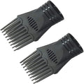 2Pcs Black Plastic Universal Blow Hair Dryer Comb Attachment for Straightening, Detangling - Nozzle Hairdressing Salon Comb,Styling Tools and Appliances for Curly, Natural Hair