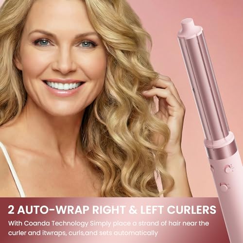 5-in-1 Dual Voltage Hair Dryer Brush for Travel with Storage Bag (Peach Pink)