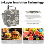 Lunch box Insulated Soft Bag Mini Cooler Back to School Thermal Meal Tote Kit for Girls (DigitalCamo)