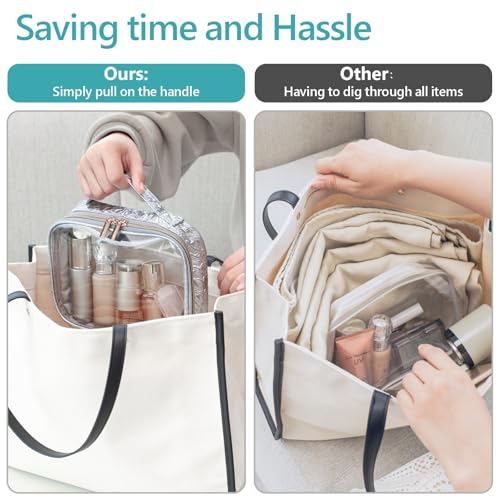 Clear Makeup Bag (2 Pack Silver / Hybrid Traveler (1 Large & 1 Medium - Soft))