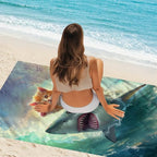 Cute Cat Beach Towel (Cat Ride Shark)