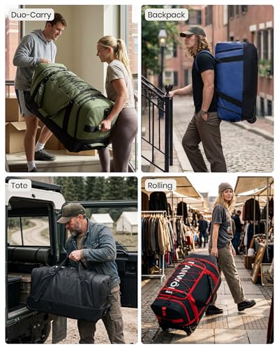 100L Rolling Duffle Bag with Wheels (Red-2)