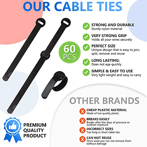 60x Cable Management Ties (60 Count (Black))
