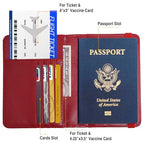 Premium Passport Holder for Travel RFID Blocking Passport Cover Slim (Red / Classic Metal Stamp)