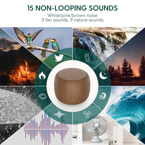 White Noise Sound Machine for Adults Kids Baby (Wood Grain / Pocket Mini + Travel Case)