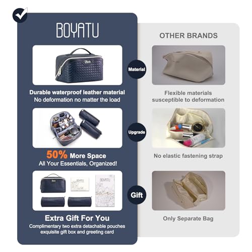 Travel Makeup Bag Cosmetic Bags for Women (L34 Dark Blue)