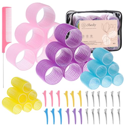 4 Sizes Self Grip Hair Rollers Set (Multi-colored)