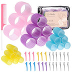 4 Sizes Self Grip Hair Rollers Set (Multi-colored)