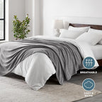 Polar Fleece Blanket (Throw / 01 - Heathered Light Grey)