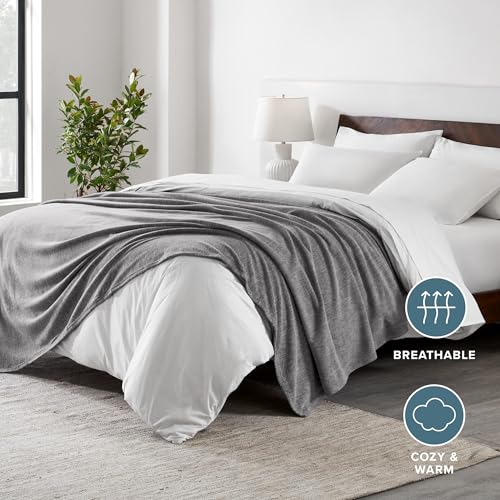 Polar Fleece Blanket (Throw / 01 - Heathered Light Grey)
