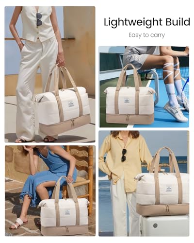 Travel Duffle Bag (Khaki-Off White-A / Large-3 Pcs)