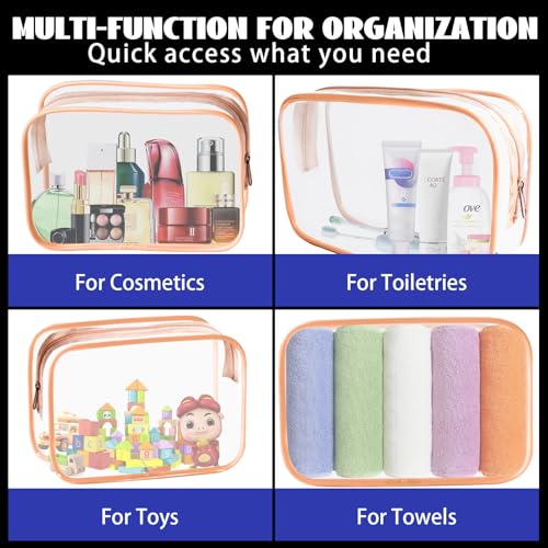 16 Pieces Clear Cosmetic Bags (16pcs Orange L)