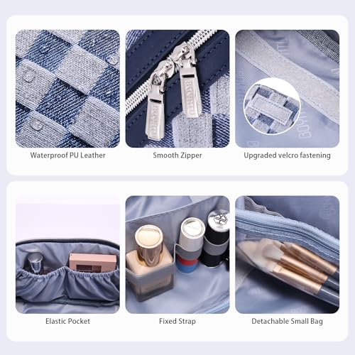 Travel Makeup Bag Cosmetic Bags for Women (D-5-Deep Blue)