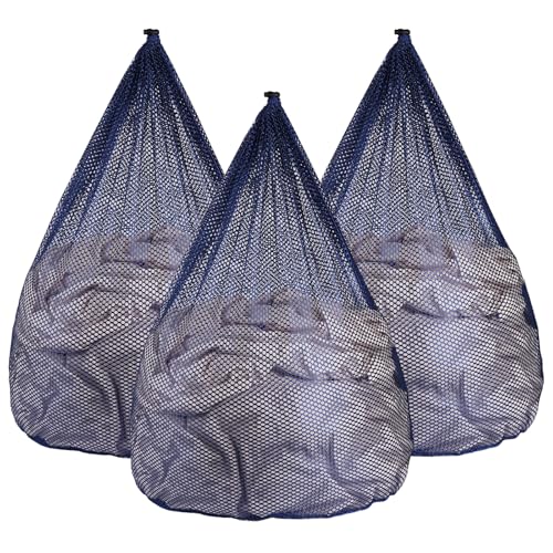 3Pcs Mesh Laundry Bags Washing Machine Mesh Wash Bags Jumbo for Delicates Clothes (Blue / Jumbo 3 pcs)