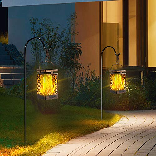 Solar Lanterns Outdoor (Flickering Flame / 2 Pack Bronze)