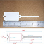 100pcs Reusable Blank Plastic Tags Ties Key Tags 1.45"*2.48" Serrated Tension Sealing Strap with Large Label Plastic Tie Mark Label Waterproof Hang Sign Write on Tag (White)