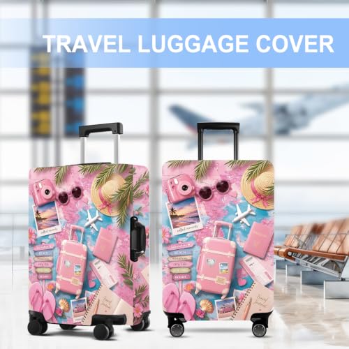 Luggage Cover Washable Suitcase Protector Anti (Pink Summer / L(fits 28-30Inch suitcase))