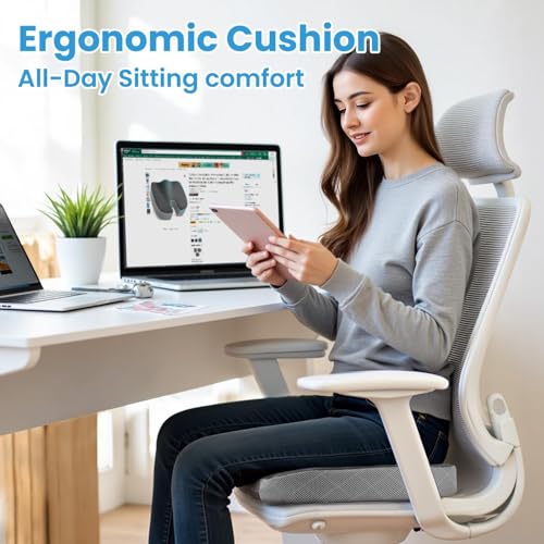 Memory Foam Office Chair Seat Cushion (Large / Dark&light Grey)