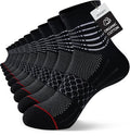 Ankle Compression Socks for Men Women Arch Support Athletic Cushioned Moisture Wicking Cotton Socks 5 Pairs (Medium / Cotton -Black+red(5 Pairs))