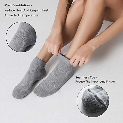 6 Pack Women's Ankle Socks with Cushion (Small / Grey)