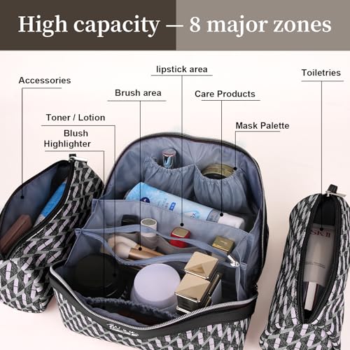 Travel Makeup Bags for Women (08-A-Black)