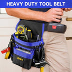 Tool Belt,14-Pockets Tool Belts for Men with Magnetic Tool Pouch (Black&blue)
