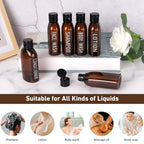 Travel Bottles for Toiletries 6 PCS 3.4oz Plastic Bottles Brown (Brown)
