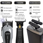 3-in-1 Barber Bundle | Pro Clipper Lite, DLC T-Shaper Trimmer & Crunch Foil Shaver | Professional Beard Trimmer Men’s Hair Clipper Kit | Black Lite Bundle (Black Lite Bundle)