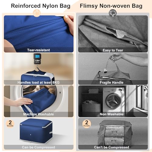 Comforter Storage Bag (Navy Blue / XL-6 Pack - 3-Layer)