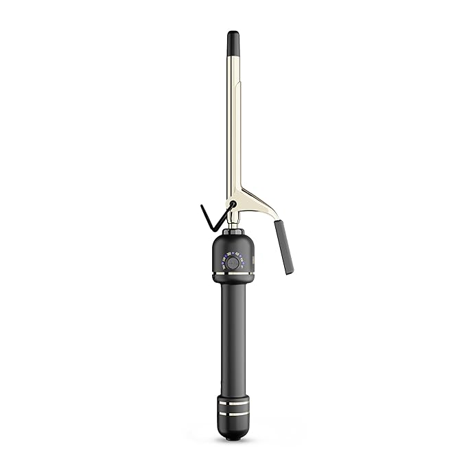 HOT Tools 24K Gold Professional 1/2" Extended Barrel Curling Iron with Clamp for Super Tight Curls - 24K Gold Technology for Long-Lasting Results & Longer Barrel for Easy Styling