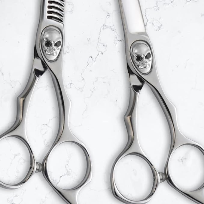 Saki Shears Tachi Set of Hair Shears for Professionals - Cutting and Thinning Shears - Skull Screw - 6.0 Inch - Japanese 440C Steel