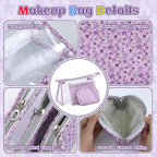 3 Pieces Purple Makeup Bags (3pcs SML)