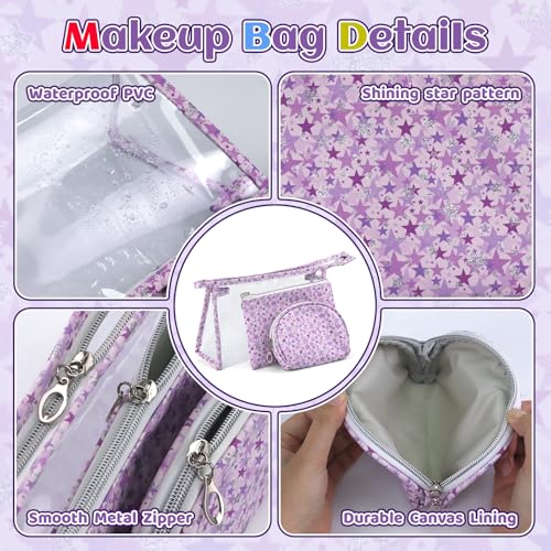 3 Pieces Purple Makeup Bags (3pcs SML)