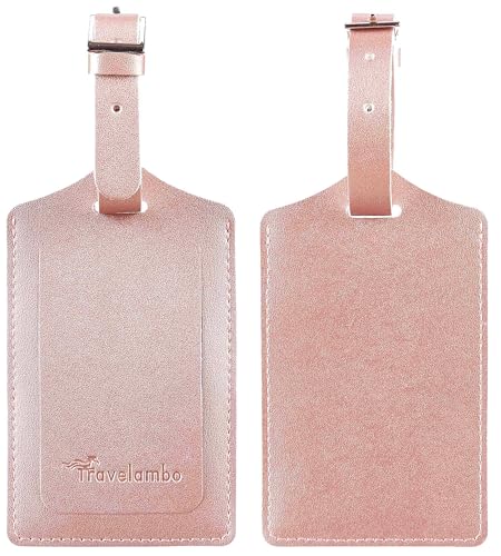 12 Pack Leather Luggage Tags for Suitcases Travel Tag (Rose Gold)