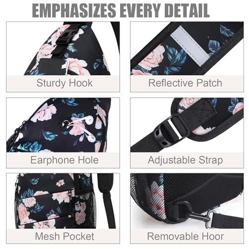 Crossbody Bags for Women Men Trendy Sling Bag Backpack Chest Bag (Large / Floral Pattern)