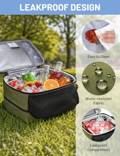 Expandable Small Lunch Box for Men Women Kids to Work School (Green)