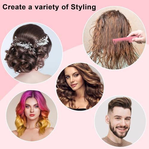 6 PCS Rat Tail Hair Parting Combs (Pink+Yellow+Green)